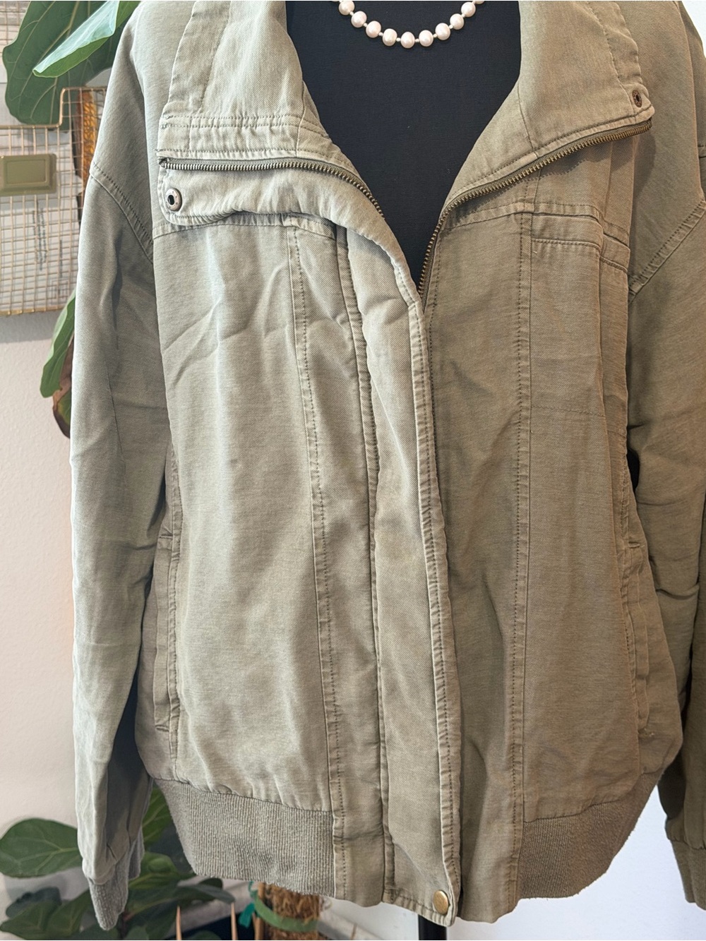 Maurices Sage Olive Utility Bomber Jacket